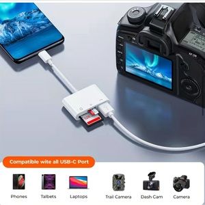 3 in 1 USB C/Type C to USB Camera Memory Card Reader Adapter